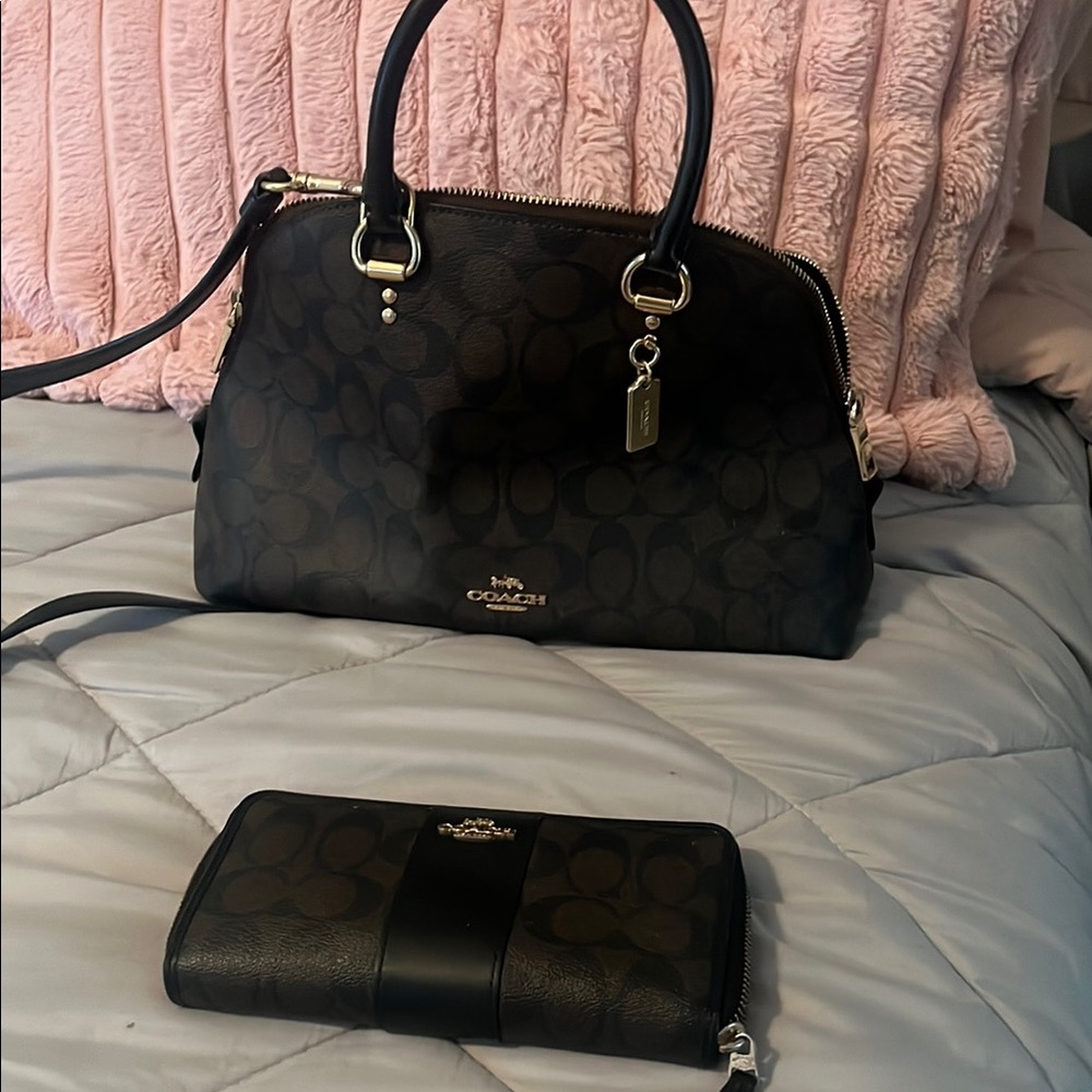 Coach Black Satchel and Wallet Set